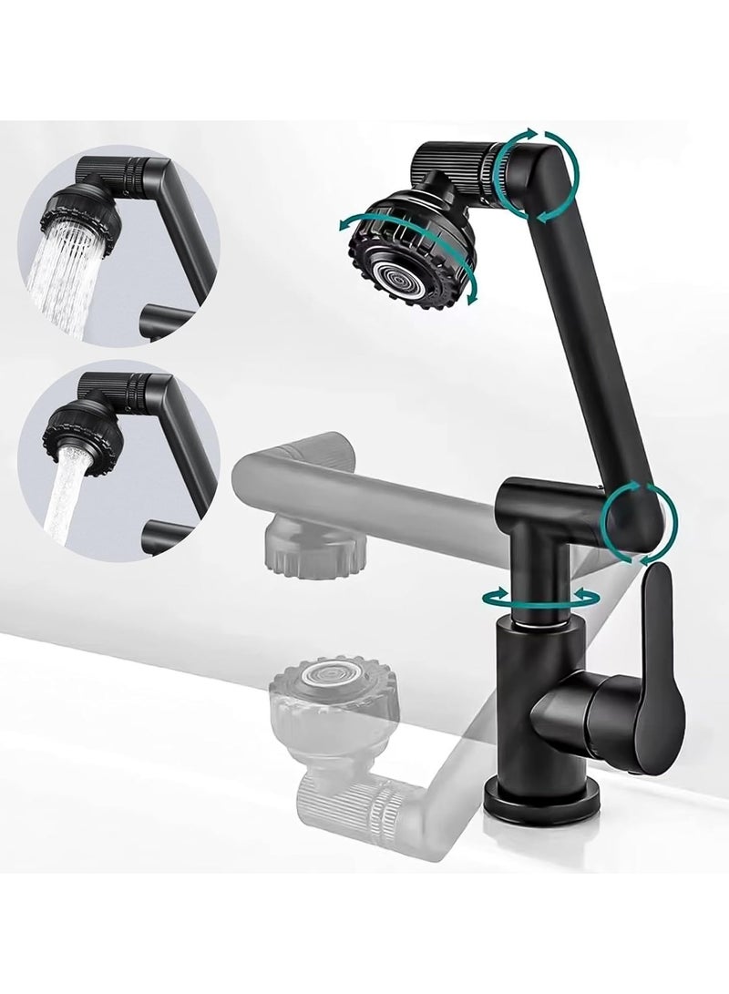 Monda 1080° Swivel Bathroom Sink Faucet Mixer Countertop Mount Splashproof Shower Faucet Black - Image 1