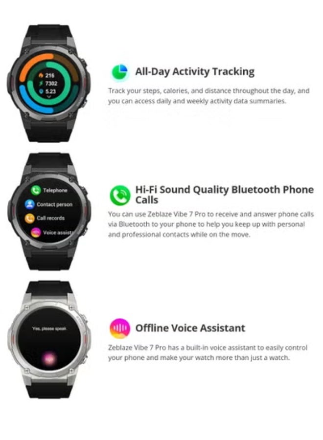 VIBE 7 PRO 1.43-inch AMOLED Smart Watch with Fitness Tracking & Bluetooth Calling - Image 2