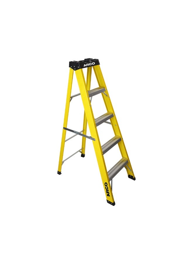 ARCO Step Ladder 4 Steps Fiber Ladder Anti Slip Steps Non-Slip Rubber Edge Guards 150 KG Loading Capacity EN131 Approved