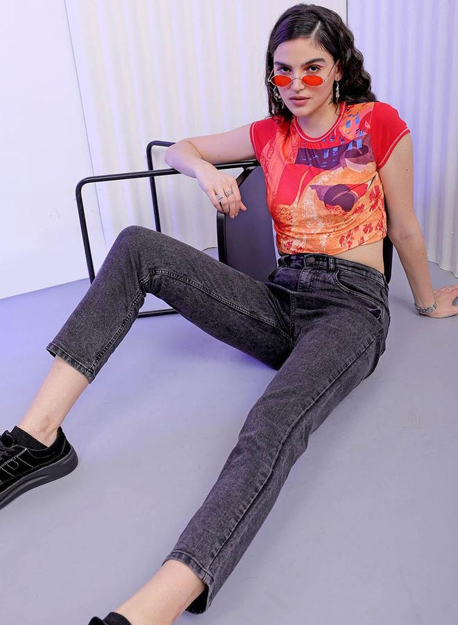 مرفوعة جينز سادة بقصة سليم فت وخصر متوسط - Image 3