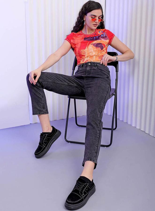 مرفوعة جينز سادة بقصة سليم فت وخصر متوسط - Image 5