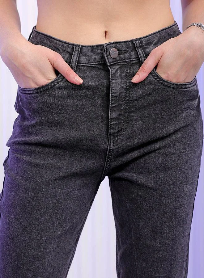 Freehand Black Freehand Women Mid Rise Slim Fit Solid Jeans for Women | Best Price UAE