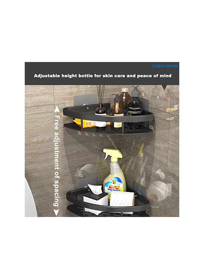 DAYONG Corner Shower Caddy Shelf, Wall Mounted Bathroom Shelf, No Drilling 2-tier Bathroom Corner Shelves, Space Aluminum Triangle Basket Shower Caddy(Triangle) - Image 5
