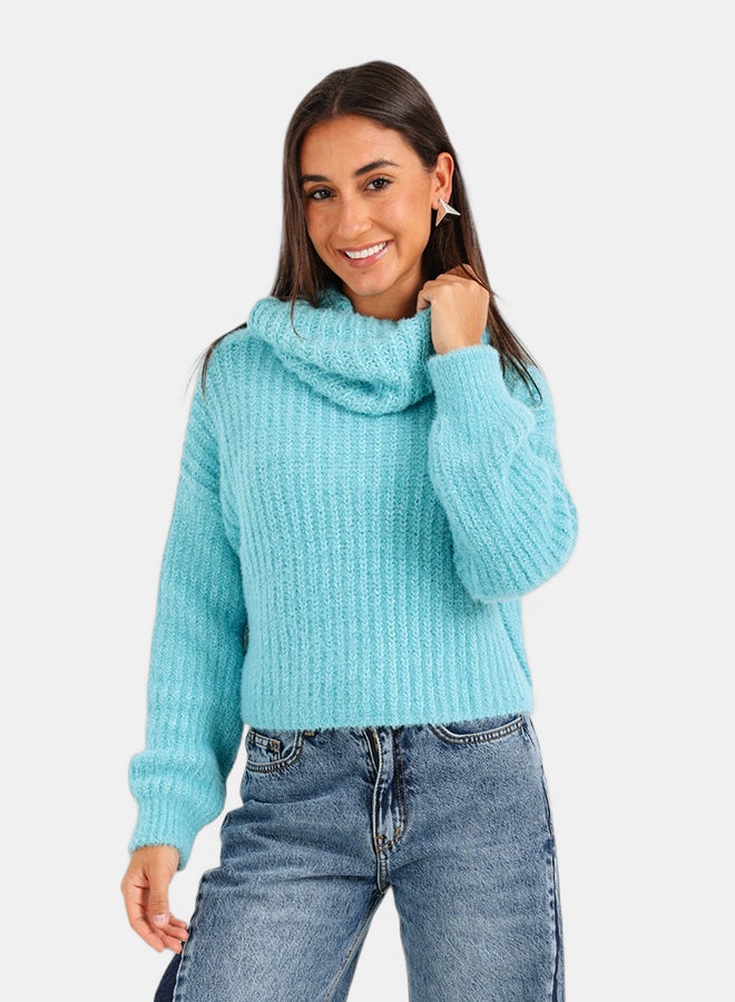 Carina Cropped Cowl Neck Pullover - Image 1
