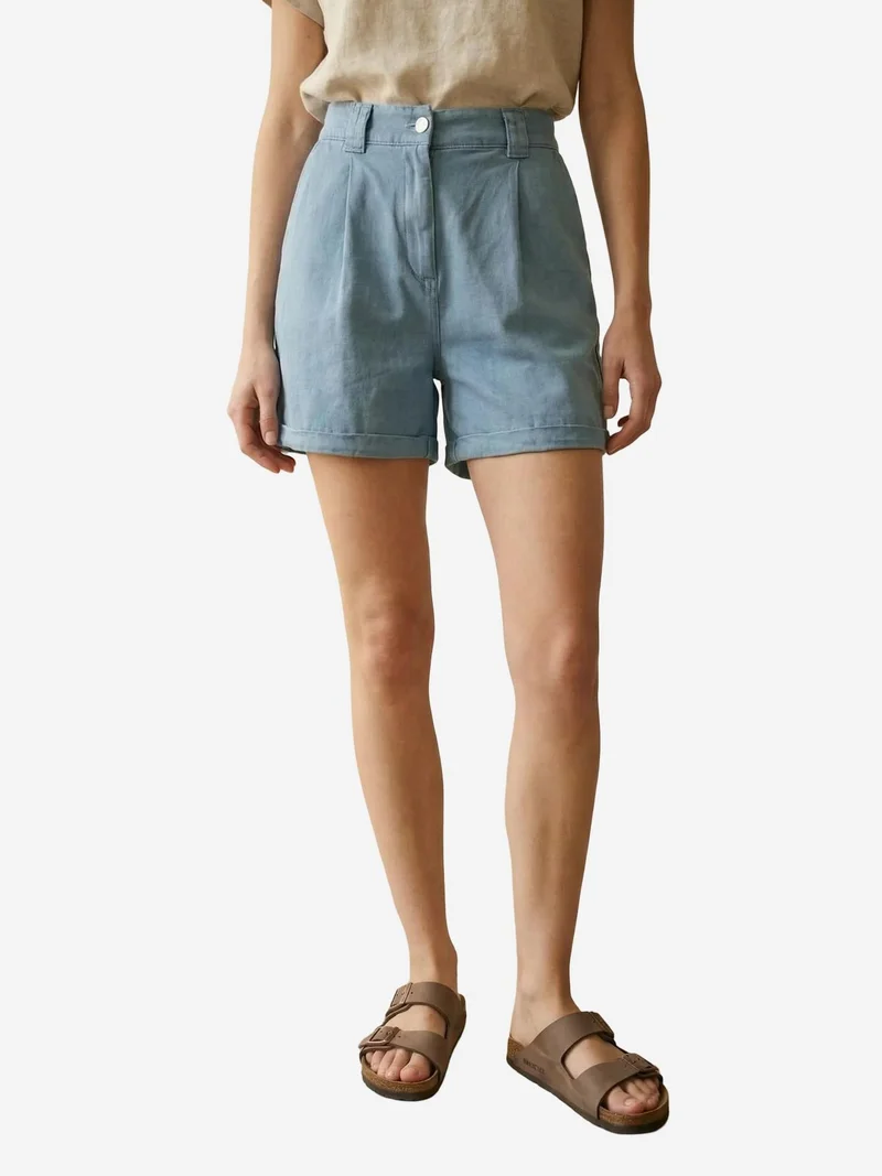 ماي فاشن MY FASHION High Waist Wide Leg Tailored Shorts