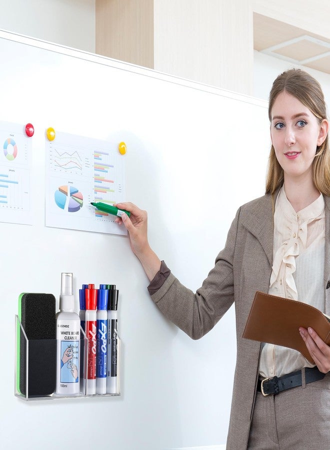 Lingshare Acrylic Magnetic Marker Holder For Whiteboard Dry Erase Marker Holder For Office Refrigerator Fridge Classroom Must (Acrylic) - Image 3
