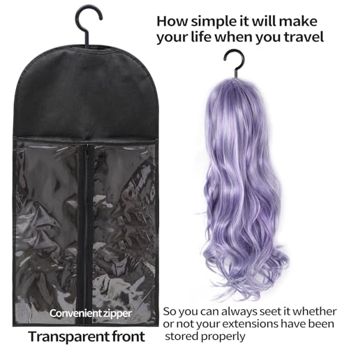 Hadwoer 12PCS Hair Extension Holder Wig Storage Bags with Hanger for Multiple Wigs Dustproof Wig Hanger Hair Extension Storage Wig Bags for Hair Extensions Wigs Accessories - Image 3