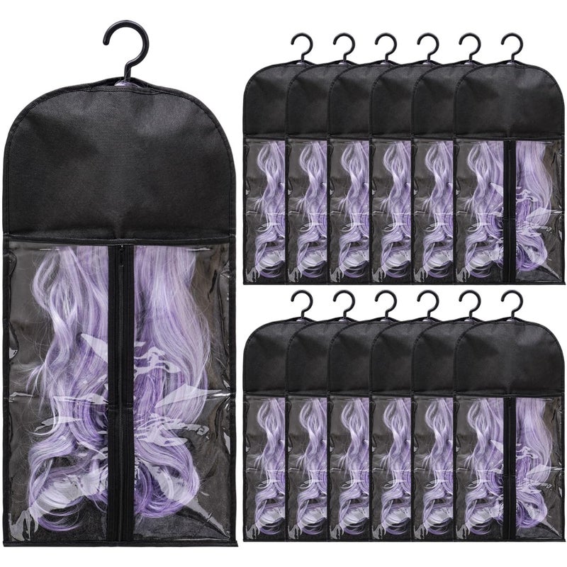 Hadwoer 12PCS Hair Extension Holder Wig Storage Bags with Hanger for Multiple Wigs Dustproof Wig Hanger Hair Extension Storage Wig Bags for Hair Extensions Wigs Accessories - Image 2