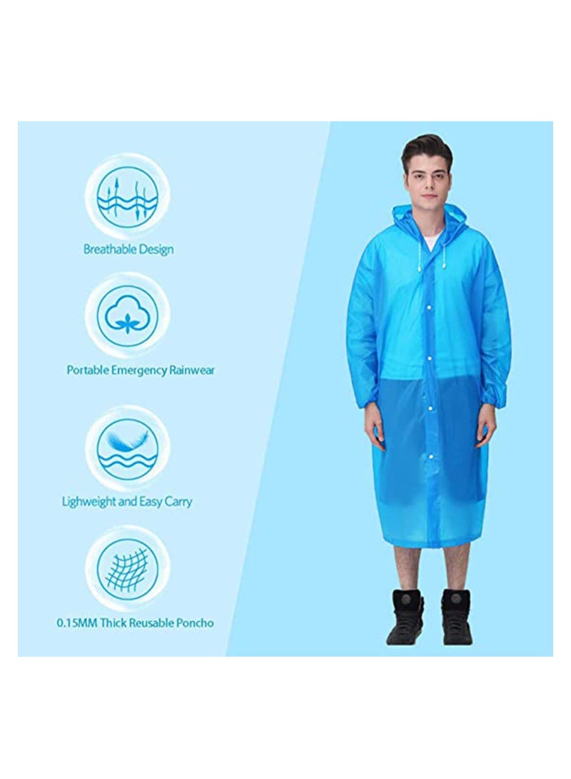 Raincoat, 2 Pack Portable EVA Backpack and Long Rain Coats Reusable Poncho with Hood and Elastic Cuff Sleeves for Men Women Travel, Songkran, Amusement Park, Rainy day - Image 2