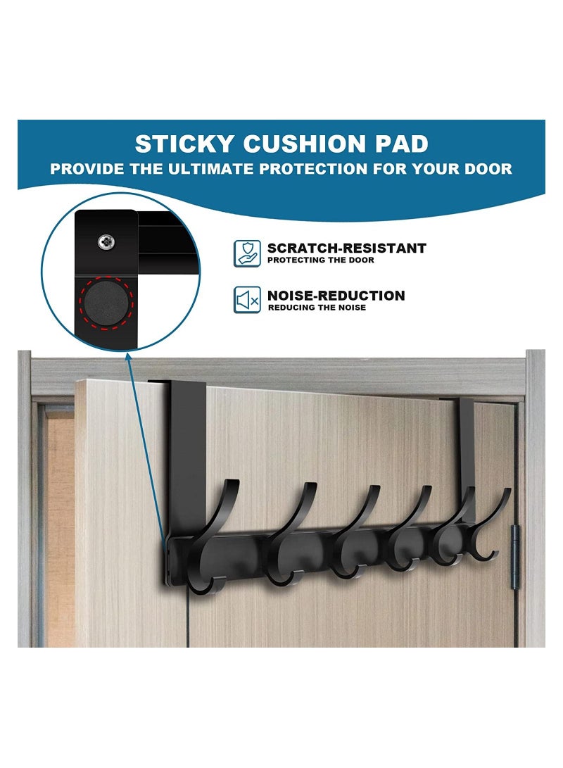 SYOSI Over Door Hanger, 18.5CM Over Door Coat Hooks for Hanging Clothes, Hats, Coats, Towels, Robes - Door Hanger with 12 Hooks, 20KG Heavy-Duty, Aluminum - Image 4