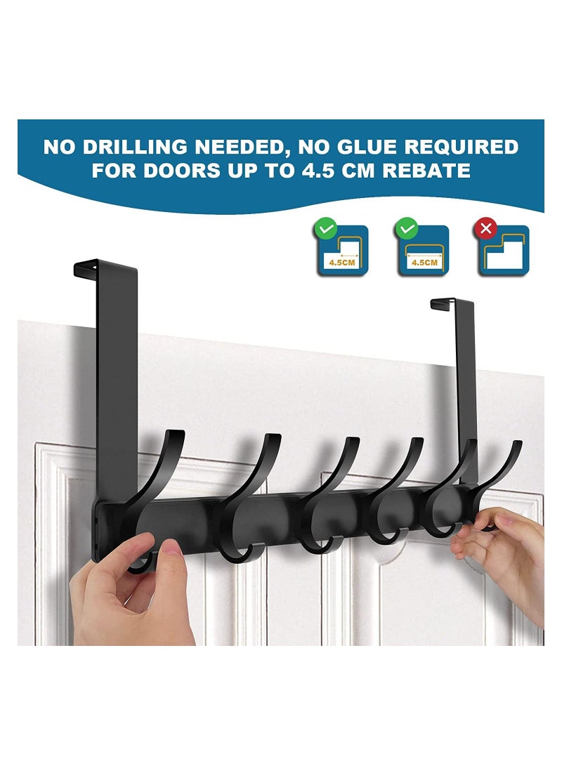 SYOSI Over Door Hanger, 18.5CM Over Door Coat Hooks for Hanging Clothes, Hats, Coats, Towels, Robes - Door Hanger with 12 Hooks, 20KG Heavy-Duty, Aluminum - Image 2