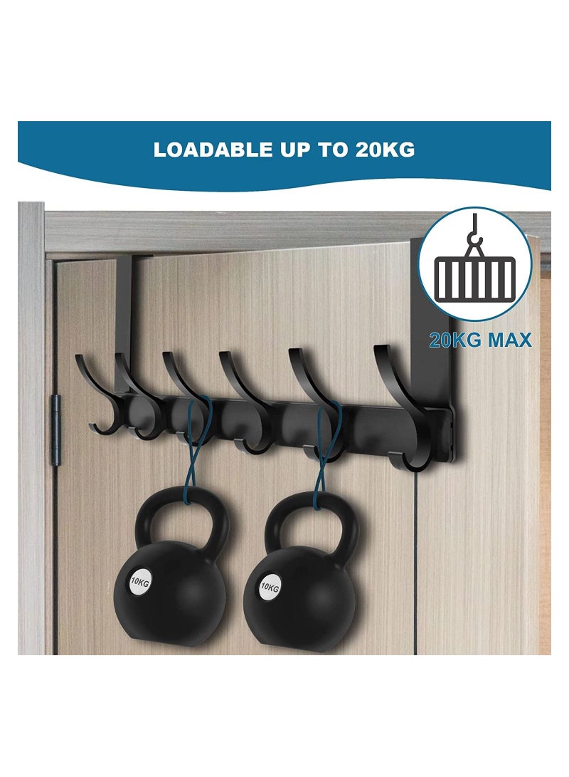 SYOSI Over Door Hanger, 18.5CM Over Door Coat Hooks for Hanging Clothes, Hats, Coats, Towels, Robes - Door Hanger with 12 Hooks, 20KG Heavy-Duty, Aluminum - Image 5