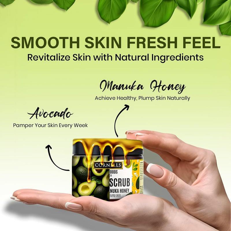 CORNELLS WELLNESS CORNELLS Super Foods Avocado & Manuka Honey Face Scrub For Healthy & Plump Skin | Men & Women Face Scrub | Deep Nourishment & Hydration - 330ml - Image 3