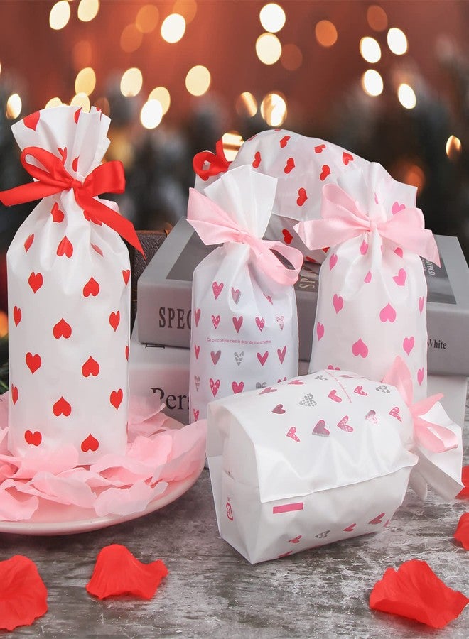 DIYASY Valentine's Day Small Drawstring Candy Gift Bags,36 Pcs Pink Red Heart Plastic Treat Bags for Wedding and Valentine Party Favors - Image 5