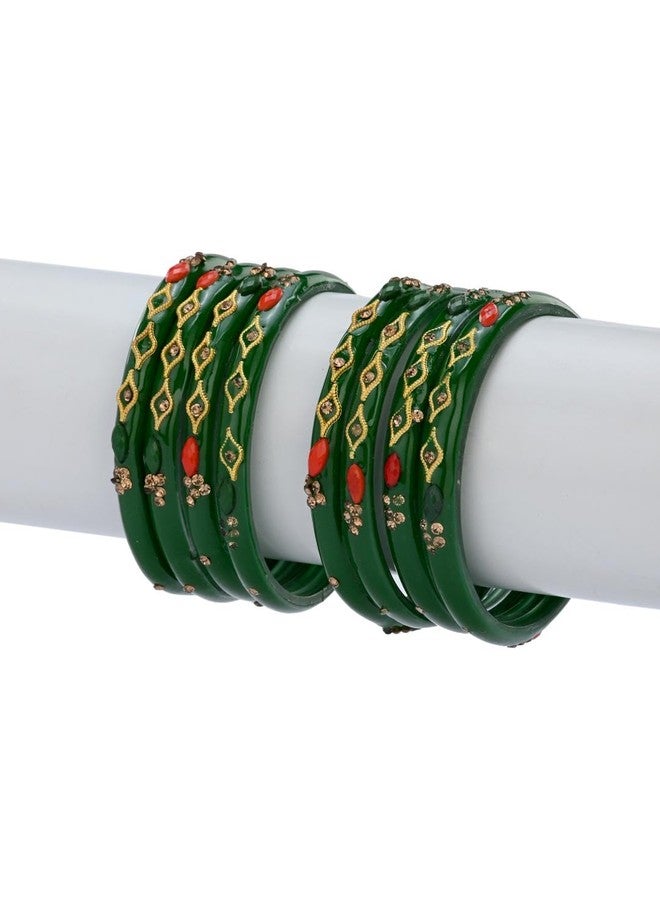 AFAST Traditional Glass Bangles Set for Women | Elegant Bridal & Wedding Chudi | Stylish Party, Festival & Jewelry | Combo of 2 | Green, Red - Image 3