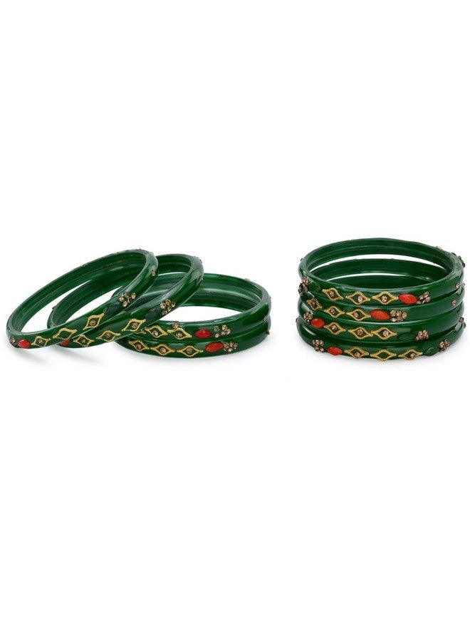 AFAST Traditional Glass Bangles Set for Women | Elegant Bridal & Wedding Chudi | Stylish Party, Festival & Jewelry | Combo of 2 | Green, Red - Image 5