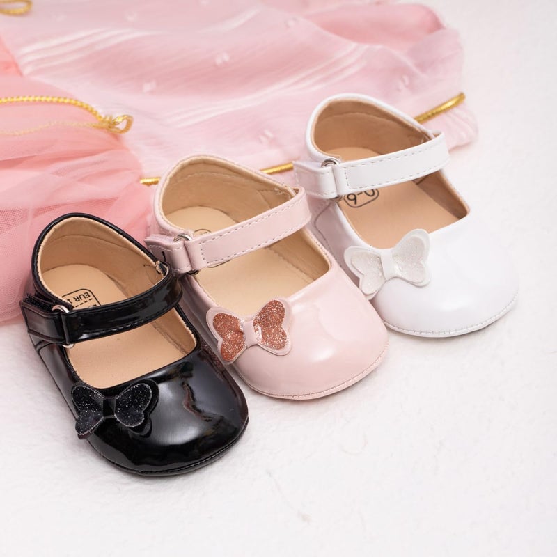 Meckior Infant Baby Girls Soft Sole Bowknot Princess Wedding Dress Mary Jane Flats Prewalker Newborn Light Baby Sneaker Shoes - Image 3