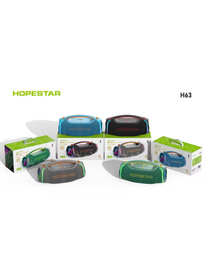 هوبستار H70 مكبر صوت لاسلكي محمول MP3 مع صوت جهير قوي ومقاوم للماء - شريط صوت خارجي للكمبيوتر 80 واط - لون رمادي - Image 3