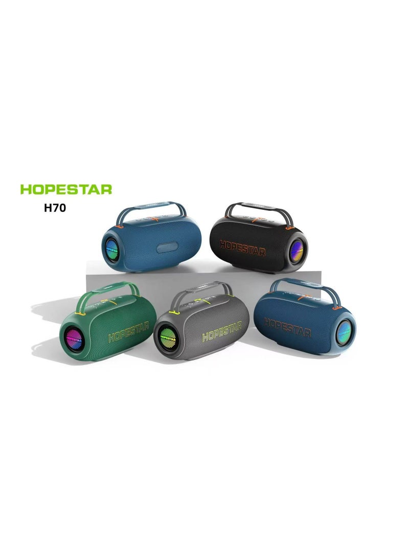 هوبستار H70 مكبر صوت لاسلكي محمول MP3 مع صوت جهير قوي ومقاوم للماء - شريط صوت خارجي للكمبيوتر 80 واط - لون رمادي - Image 4