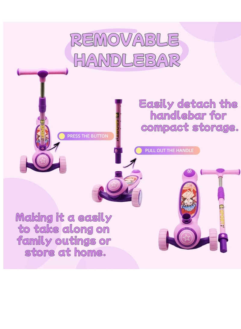 إيزي فيتشور سكوتر ركل للأطفال من إيزي فيوتشر: تصميم قابل للطي، مقبض قابل لضبط الارتفاع، عجلات LED، فرامل خلفية وموسيقى للأعمار من 3 إلى 8 سنوات - Image 2