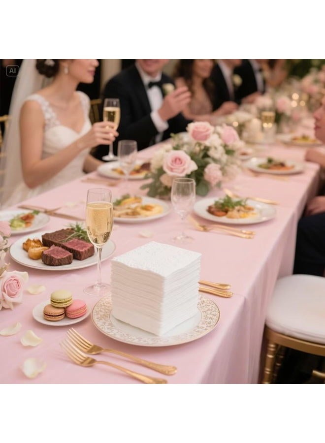RosyDecor 600 Count Napkins 2 Ply Plain White Beverage Napkins Disposable Four Fold Cocktails Paper Napkins 4.9" X 4.9" folded for Party and Every Day Use (600) - Image 4