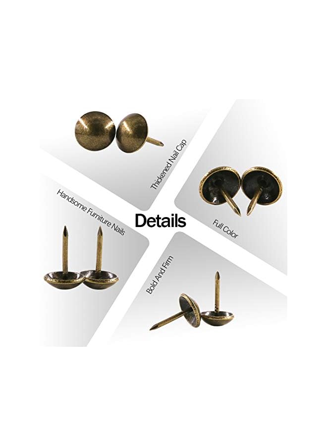 Rustark 300-Pcs 7/16'' [11mm] Antique Upholstery Decorative Tacks Furniture Sofa Thumb Tacks Nails Pins Assortment Kit for Upholstered Furniture Cork Board - Bronze - Image 5