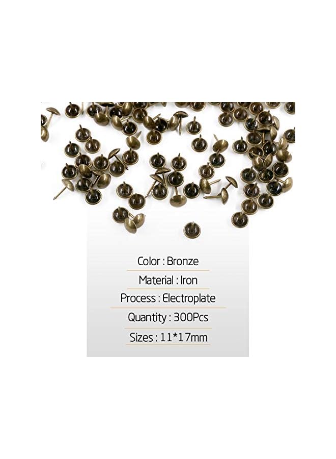 Rustark 300-Pcs 7/16'' [11mm] Antique Upholstery Decorative Tacks Furniture Sofa Thumb Tacks Nails Pins Assortment Kit for Upholstered Furniture Cork Board - Bronze - Image 4
