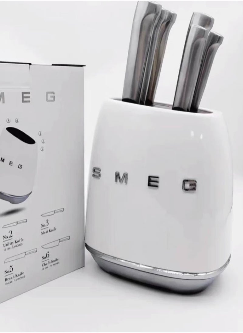 smeg - SMEG full set of knives set of seven pieces kitchen home European stainless steel knives White - Image 1