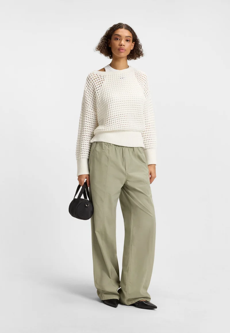 HUGO Cotton sweater with mesh knit