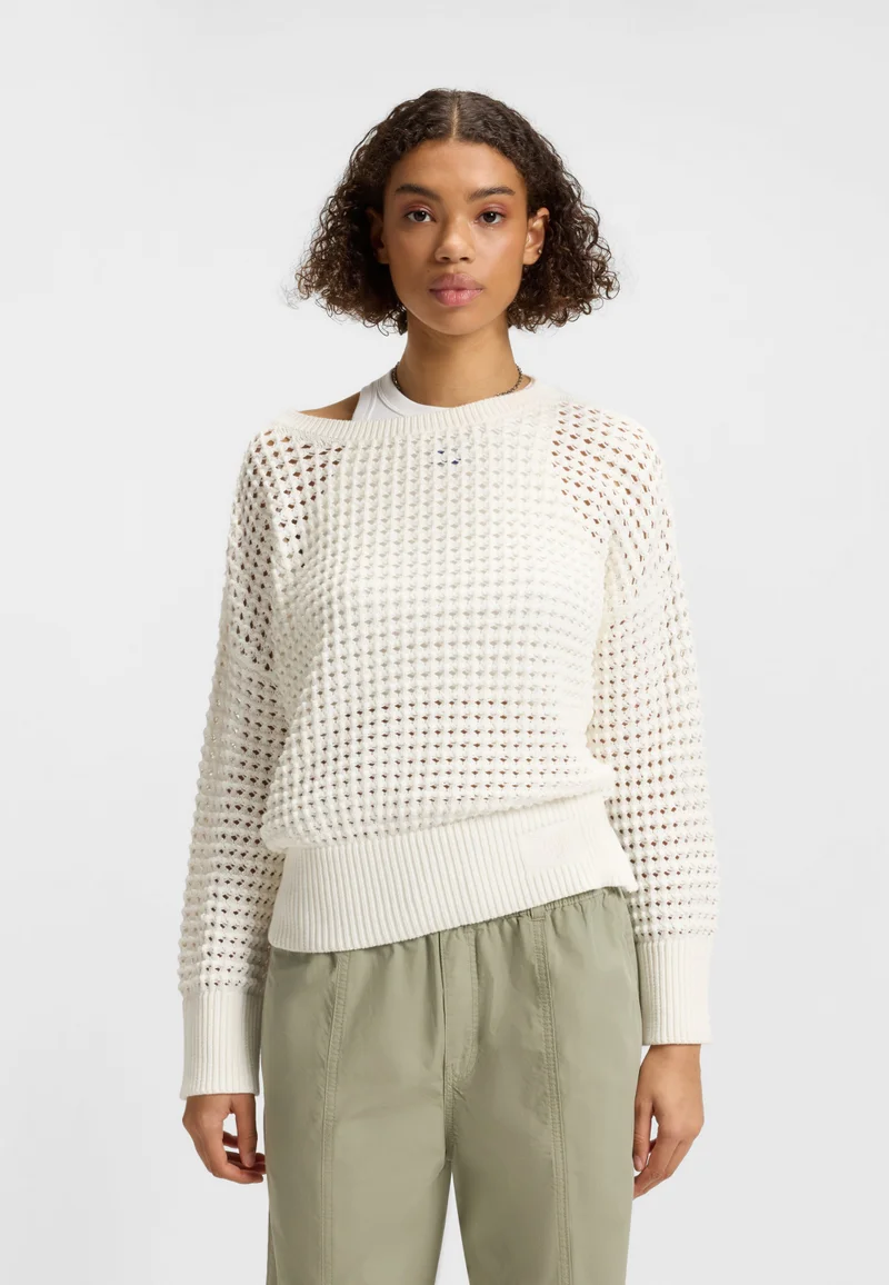 هوجو Cotton sweater with mesh knit