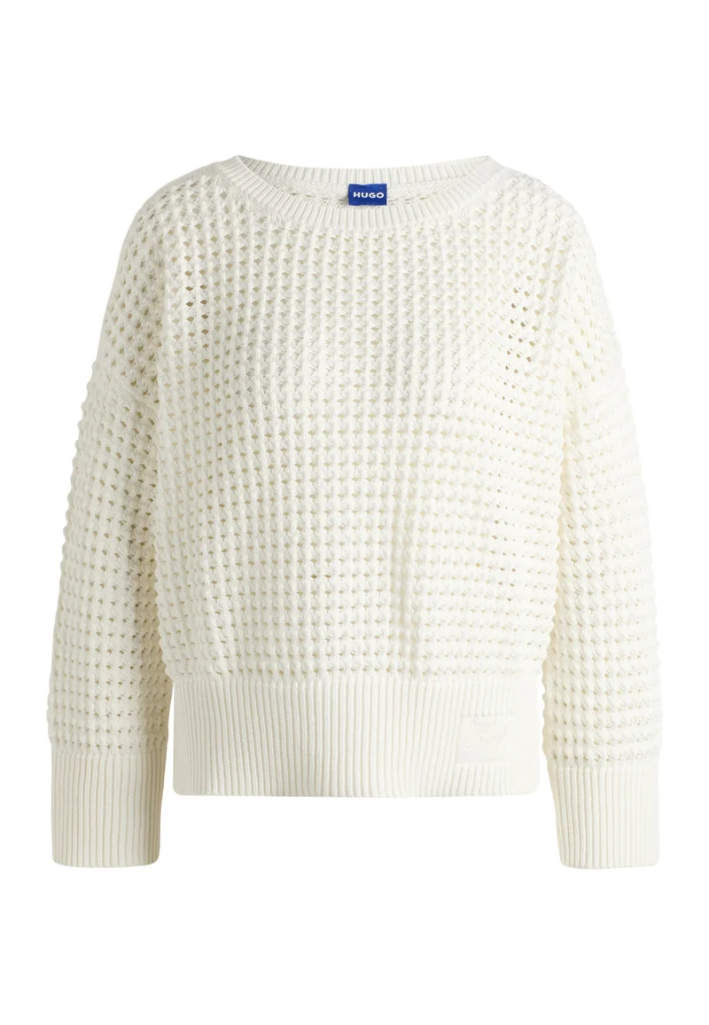 HUGO Cotton sweater with mesh knit