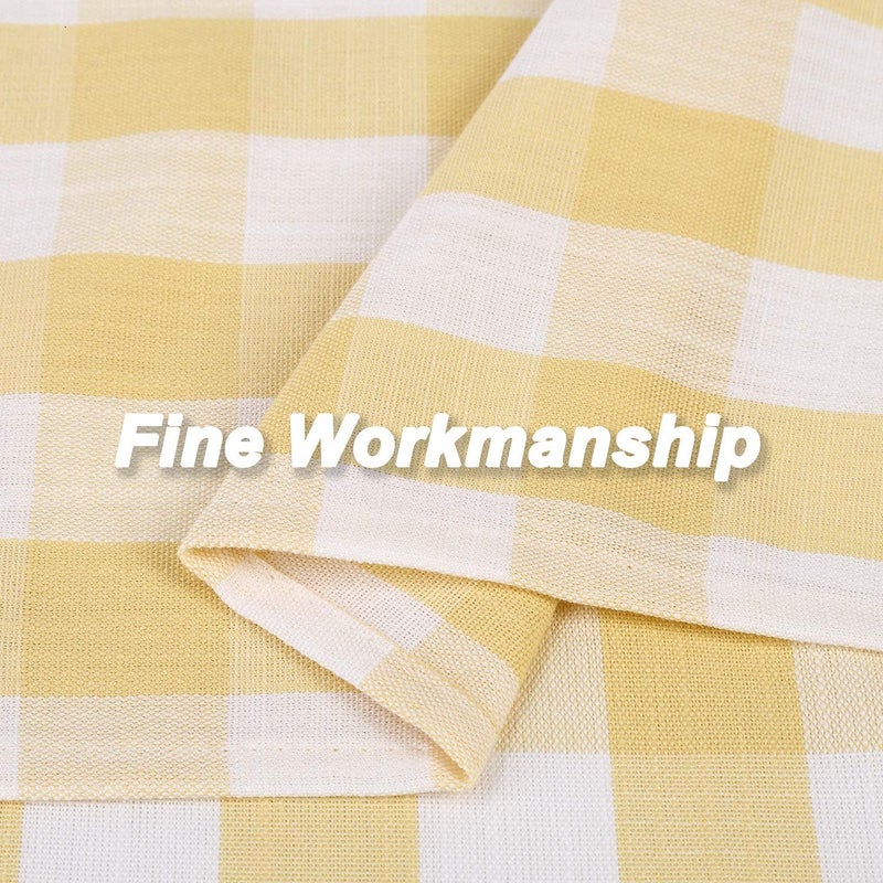 Amzdecor Buffalo Check Window Kitchen Tier Set  Yarn Dyed Curtains for Kitchen Small Cafe Curtains for Window Treatment Set Rod Pocket Half Window Curtain  28"" W x45 L  Yellow/White - Image 3