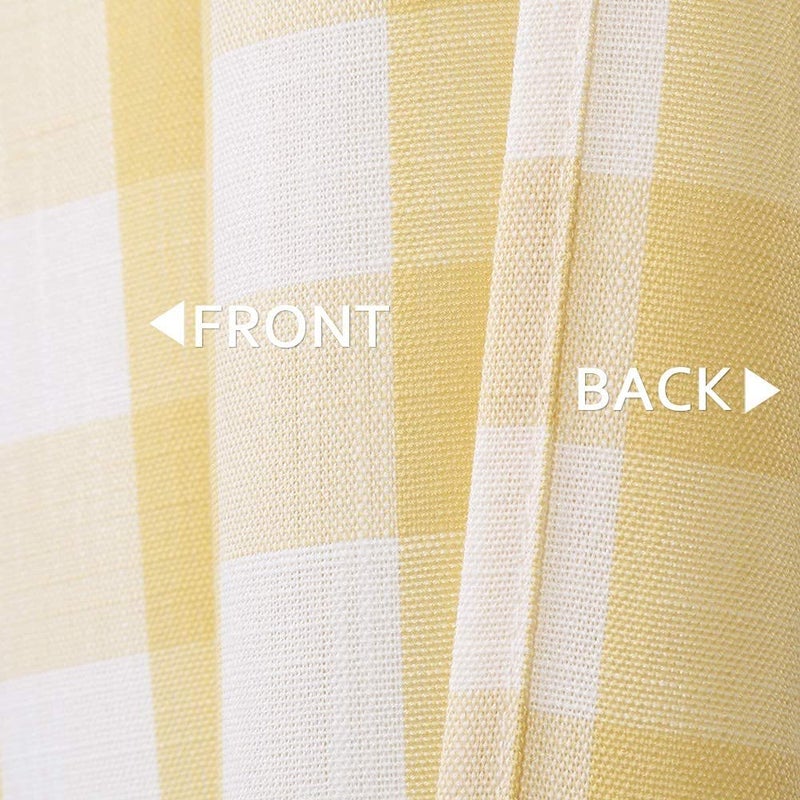 Amzdecor Buffalo Check Window Kitchen Tier Set  Yarn Dyed Curtains for Kitchen Small Cafe Curtains for Window Treatment Set Rod Pocket Half Window Curtain  28"" W x45 L  Yellow/White - Image 4