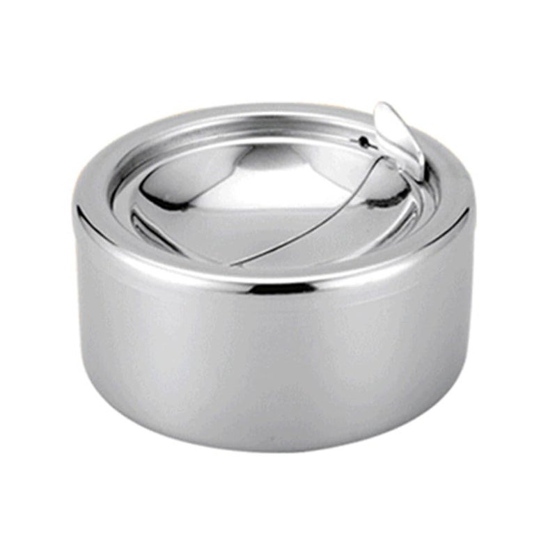 Waterproof Metal Ashtray With Lid Medium Size 2 Pieces Outdoor Car Tabletop Round Clamshell Container - Image 4