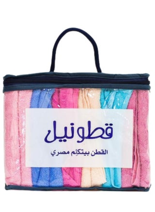 باك يحتوي علي 6 قطع فوط يد قطن مقاس 30x30 سم