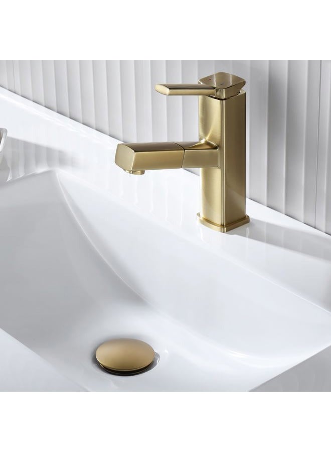 KAIYING Pop Up Drain, Bathroom Sink Drain Stopper, Vessel Sink Drain Assembly with Detachable Basket Stopper, Anti-Explosion and Anti-Clogging Drain Strainer (NO Overflow, Brushed Brass) - Image 3