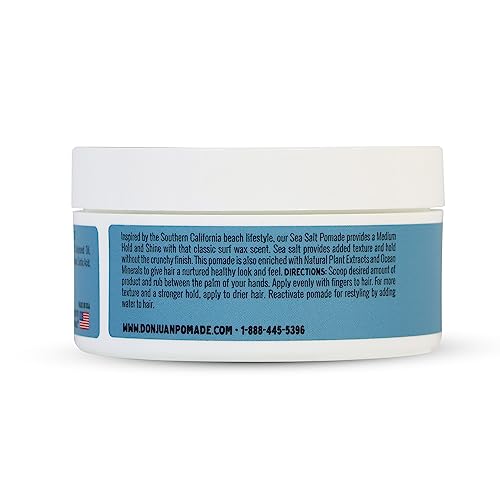 Don Juan Sea Salt Pomade | Water Based | Medium Hold | Medium Shine | Natural Plant Extracts and Ocean Minerals | Surf Wax Scent, 4 oz - Image 4