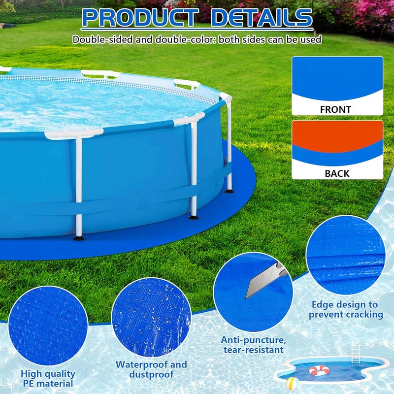 RGJ 18 Ft Pool Liner Pad for Round Above Ground Pools, Thickened Pool Mat Tarp for Under Pool, Dual-Color Pool Ground Pad Cloth Floor Mat for Pool Bottom, Puncture Protection & Extend Liner Life - Image 3