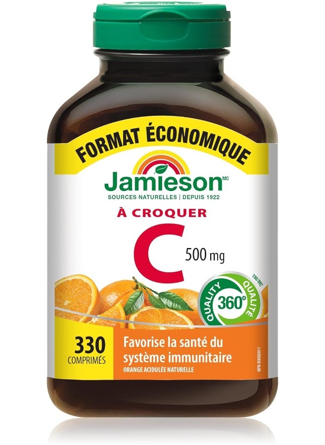 Jamieson Chewable Vitamin-C 500Mg Value Supplement Pack(330 Count), Tangy Orange  - Image 2