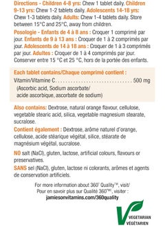 Jamieson Chewable Vitamin-C 500Mg Value Supplement Pack(330 Count), Tangy Orange  - Image 5