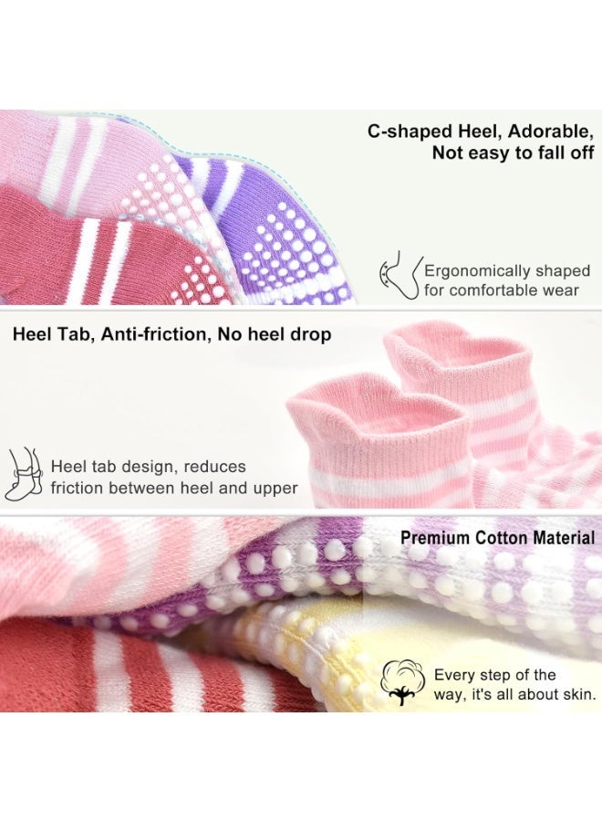6 Pairs Non-Slip Grip Ankle Socks for Boys and Girls - Breathable, Anti-Skid, Perfect for Back to School - Image 4