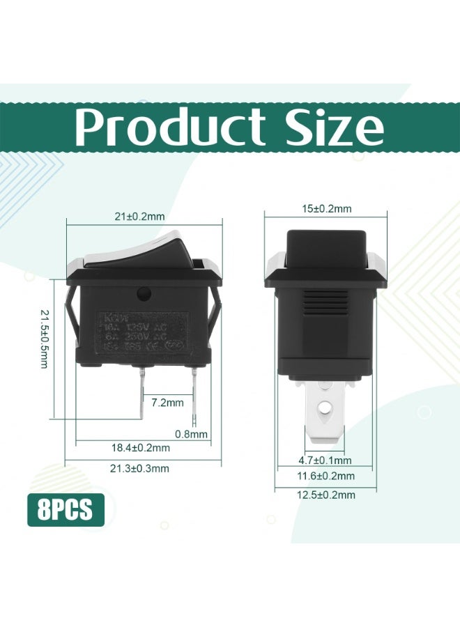12V 2-Pin Rocker Switch 8Pcs, SPST 2 Position On Off Boat Switch KCD1-1-10, AC 6A/250V 10A/125V for Auto Boat Home Appliances - Image 2