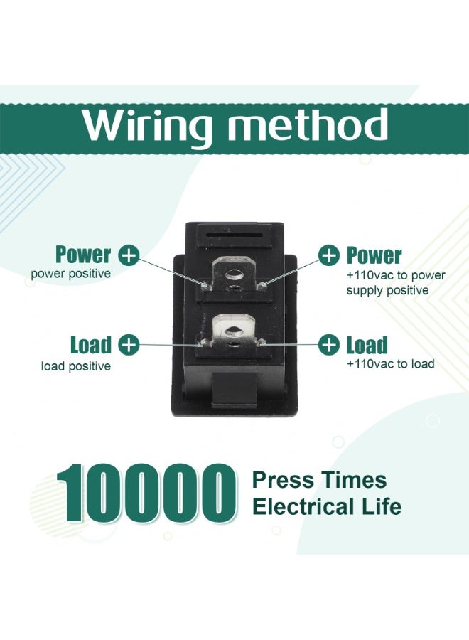 12V 2-Pin Rocker Switch 8Pcs, SPST 2 Position On Off Boat Switch KCD1-1-10, AC 6A/250V 10A/125V for Auto Boat Home Appliances - Image 3