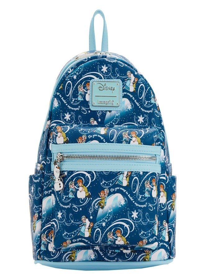 Loungefly Disney Frozen Elsa and Anna Snow Play Womens Double Strap Shoulder Bag Mini Backpack Purse - Image 1