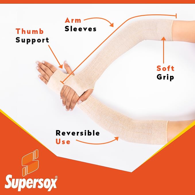 Supersox Women's Fingerless Arm Warmer's with Reversable Use, Made with Thermal Control & Extra Cushioning for Comfort - Ideal For Winter Wear (Pack Of 2-4 Units) - Image 3