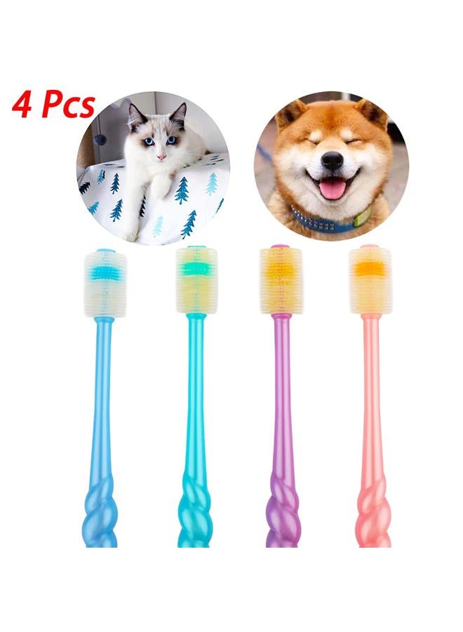 DQITJ 4 Pcs 360-Degree Small Dog and Cat Soft Toothbrush Soft Silicone Deep Pet Teeth Cleaning Kit (Colors May Vary) - Image 2