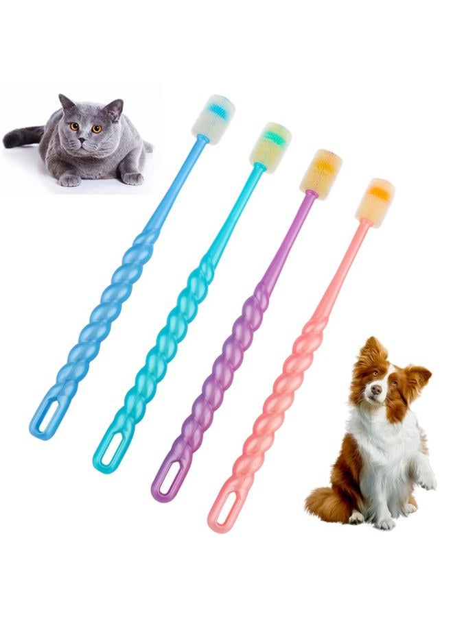 DQITJ 4 Pcs 360-Degree Small Dog and Cat Soft Toothbrush Soft Silicone Deep Pet Teeth Cleaning Kit (Colors May Vary) - Image 1