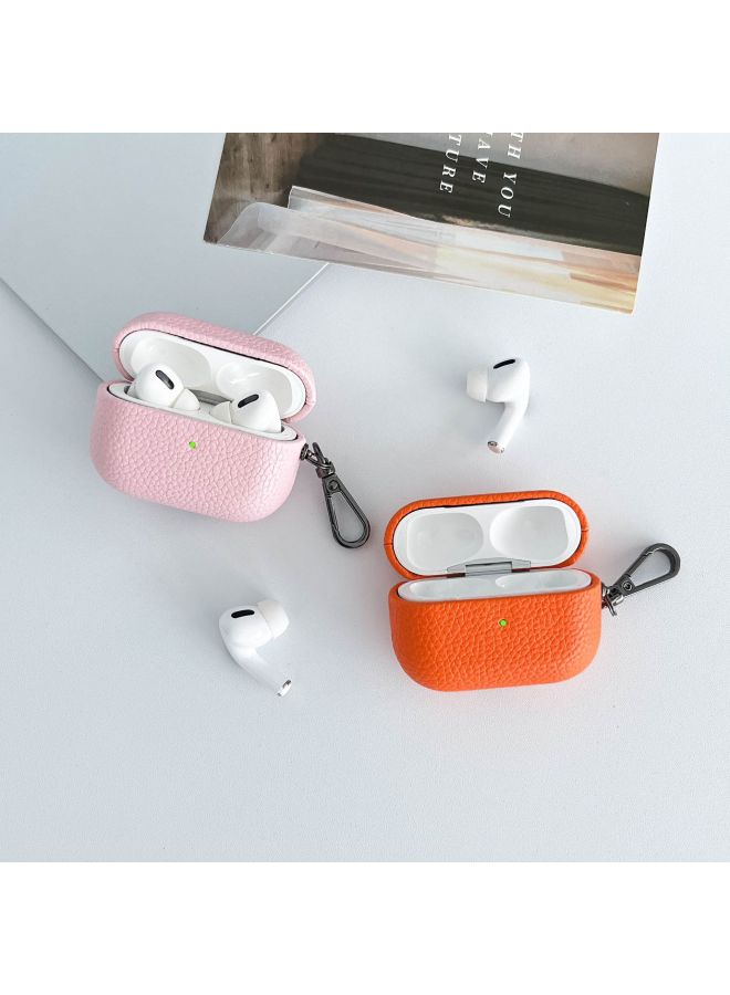 Loquat Lychee Pattern Airpods1/2 Protective Case For AppleAirpods Pro Wireless Bluetooth Leather Pattern Earphone Case-Color:Lychee Pattern Dark Purple + on-Model:AirPodsPro2  - Image 5