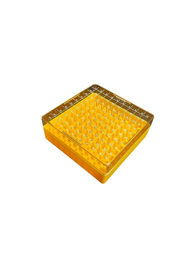 Green Tiger صناديق الفريزر من البولي كربونات، حامل قوارير كرايو بوكس، تخزين الفريزر، 10 × 10 مصفوفة، 100 مكان، 130 مم طول × 130 مم عرض × 52 مم ارتفاع. مناسب لقوارير كرايو سعة 1 مل، 1.8 مل و 2 مل (عبوة واحدة) - Image 4