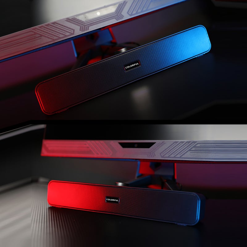 مكبر صوت سلكي USB بوحدتي صوت عالٍ مزدوجتين وأغشية جهير مزدوجة - مكبر صوت مكتبي بصوت ستيريو عالي الدقة مع مقبض تحكم مستقل في مستوى الصوت للألعاب - Image 2